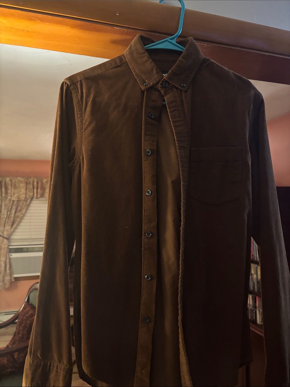 Express Men's Corduroy Button-Up Shirt Jacket in Brown